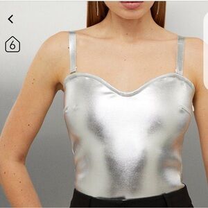 💥💥SALE💥💥NWT Figure Form Foiled silver knit bandage bandeau bustier corset top